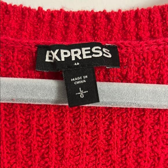 Express Red Scoop Neck Sweater with Tunic Length | Size L - Picture 2 of 4